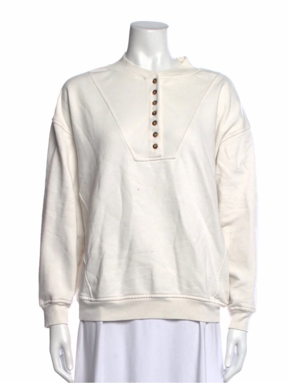 HATCH THE CORA white Henley Pullover | Size 2